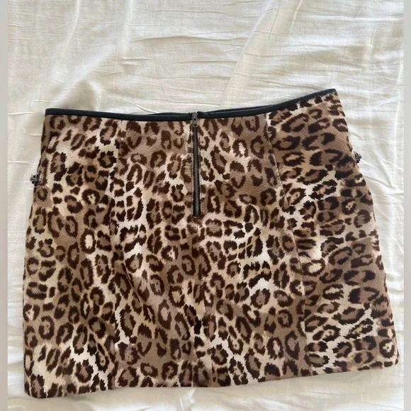 Joseph Animal Print Mini Skirt with Zipper Detail